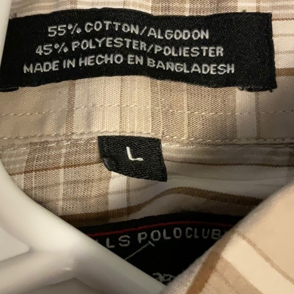 Beverly Hills Polo Club Beige and Brown Plaid Shirt - Picture 4 of 6